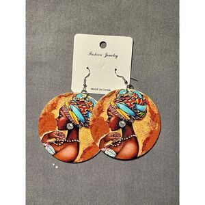 Large‎ African American Women Wood Earrings
